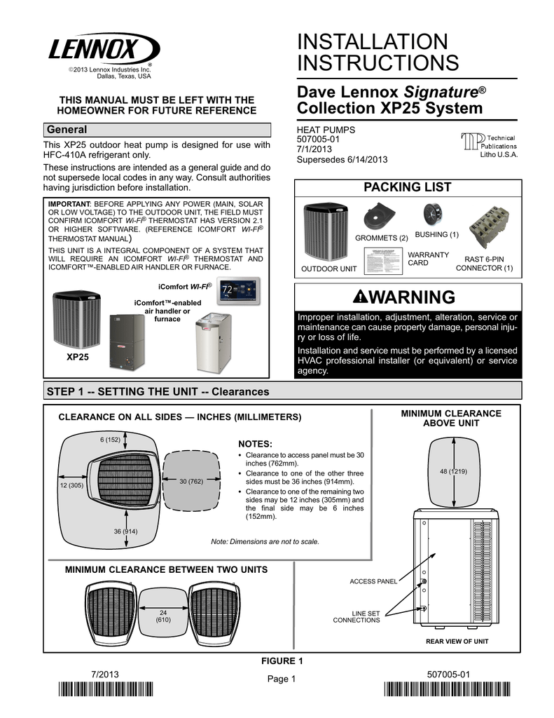 INSTALLATION INSTRUCTIONS Signature Collection XP25 System Manualzz