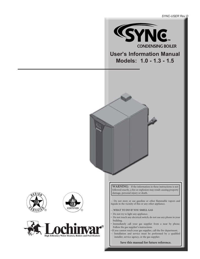 Lochinvar SYNC 1.5 User's Information Manual Manualzz