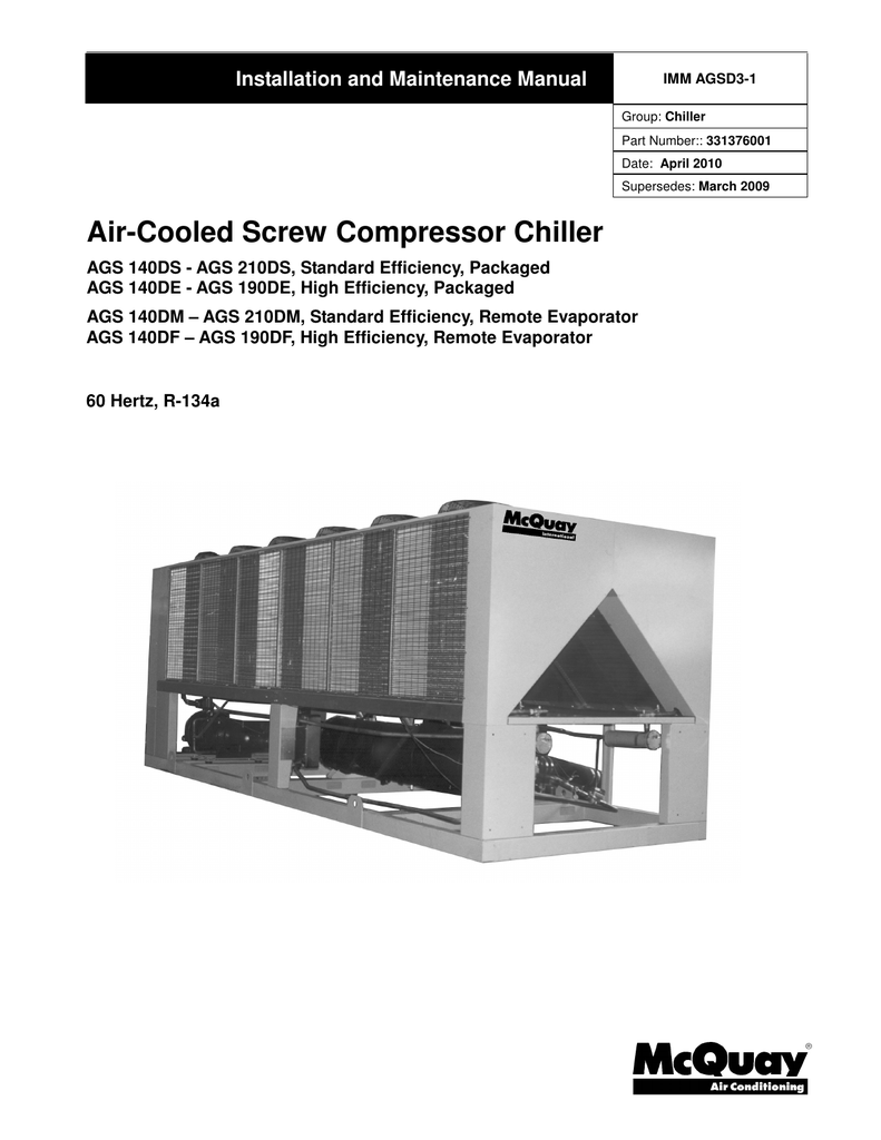 Air-Cooled Screw Compressor Chiller Installation and Maintenance Manual | manualzz.com