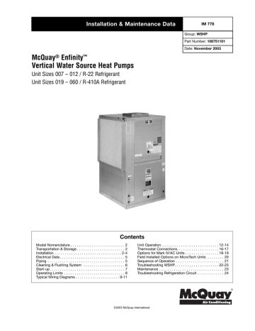 McQuay Enfinity Vertical Water Source Heat Pumps | Manualzz  Water Source Heat Pump Wiring Diagrams    Manualzz