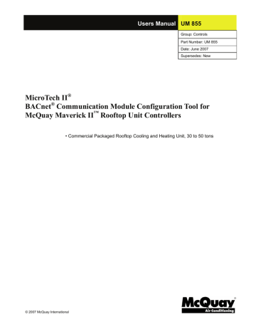 MicroTech II BACnet Communication Module Configuration Tool for | Manualzz