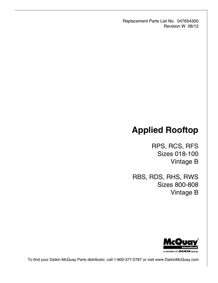 Applied Rooftop Rps Rcs Rfs Sizes 018 100 Manualzz