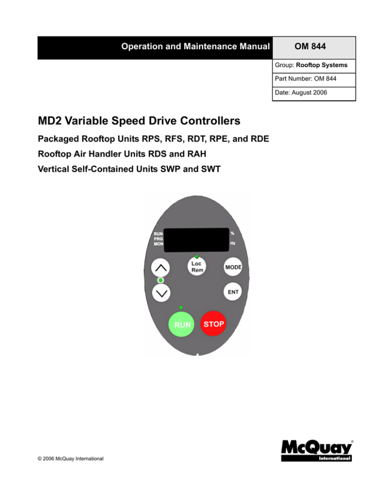 MD2 Variable Speed Drive Controllers | Manualzz