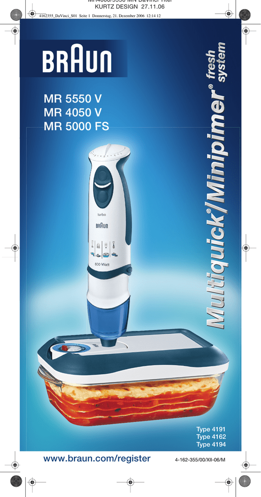 Mr 5550 V Mr 4050 V Mr 5000 Fs Www Braun Com Register Manualzz
