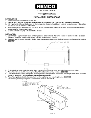 Nemco, Inc. 77316-10 Installation manual | Manualzz