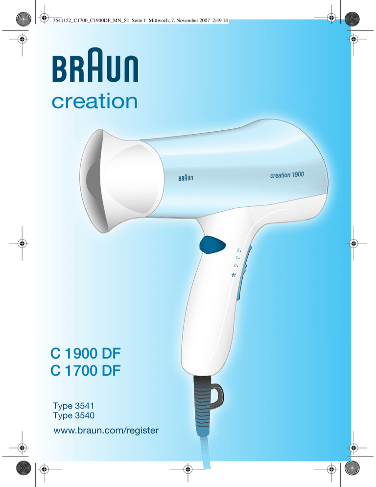 Braun C 1900 Df C 1700 Df Creation User Manual Manualzz