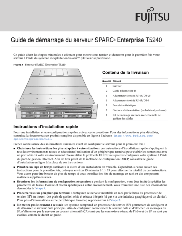 Guide de démarrage du serveur SPARC Enterprise T5240 | Manualzz