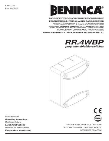 Beninca RR4WBP Receiver Guida utente | Manualzz