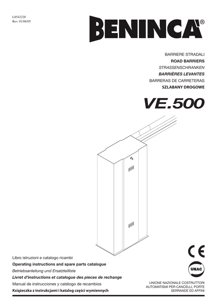 Beninca Ve500 User Guide Manualzz