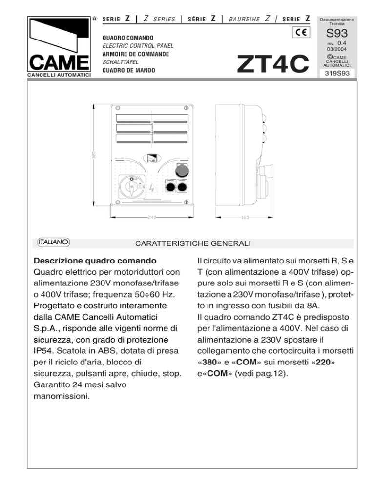 Came Zt4c Owner S Manual Manualzz