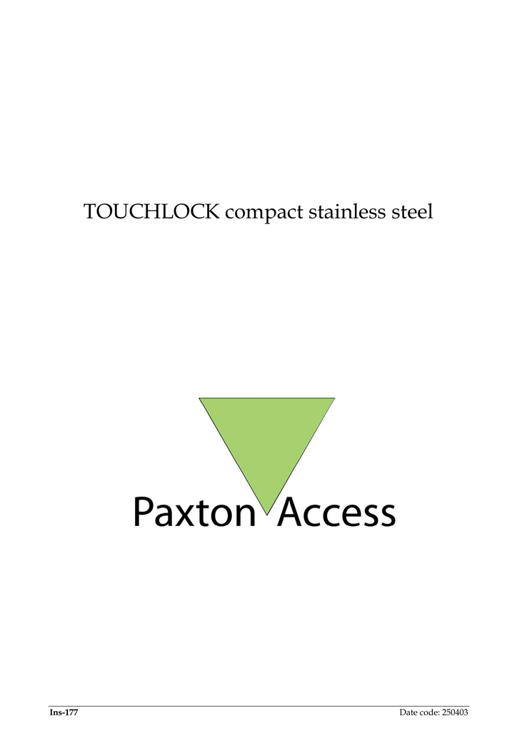 Paxton Touchlock Compact Keypad Instructions Manualzz