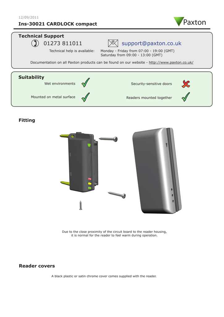 Paxton Cardlock Compact User guide Manualzz
