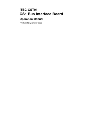 CS1 Bus Interface Board ITBC-CST01 Operation Manual Produced September 2000 | Manualzz