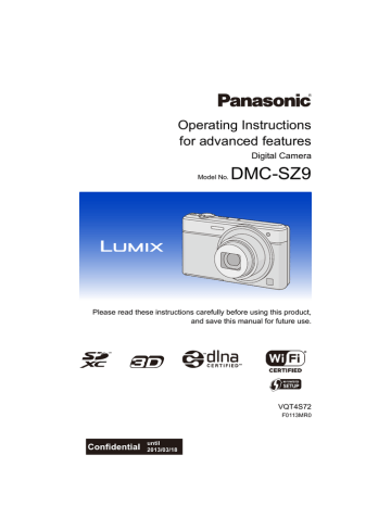 DMC-SZ9 Operating Instructions for advanced features Digital Camera | Manualzz