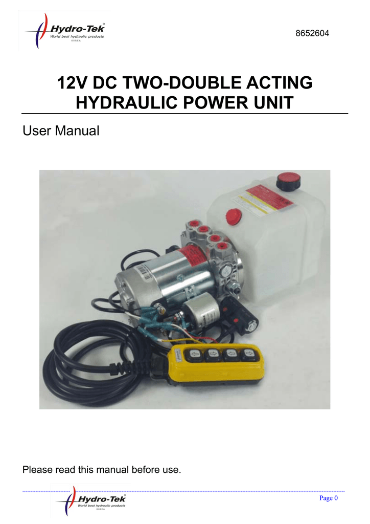 NorTrac 12 Volt DC Hydraulic Power Unit Model Number YBZ5-F2.1A1A61/WUATT2 Double Acting