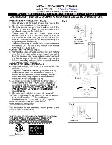 INSTALLATION INSTRUCTIONS W | Manualzz