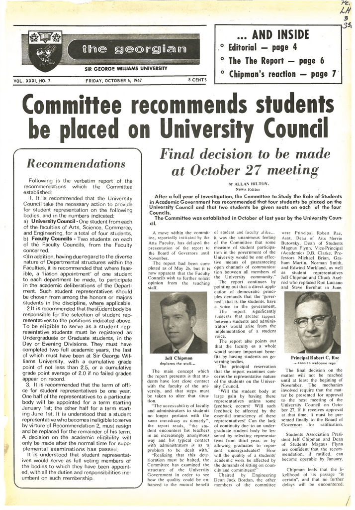 Committee recommends students
