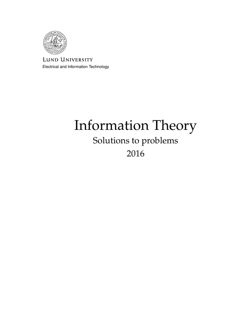 Information Theory Solutions To Problems 16 Electrical And Information Technology Manualzz