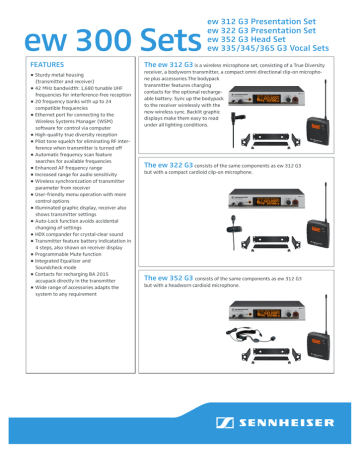 Sennheiser Ew 345 G3 Ew 312 G3 Ew 365 G3 Ew 322 G3 Ew 335 G3 Ew 352 G3 Specification Manualzz