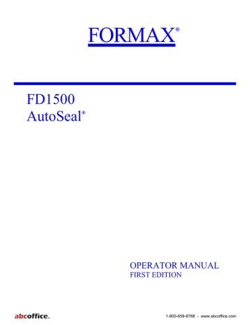 FORMAX FD1500 AutoSeal | Manualzz