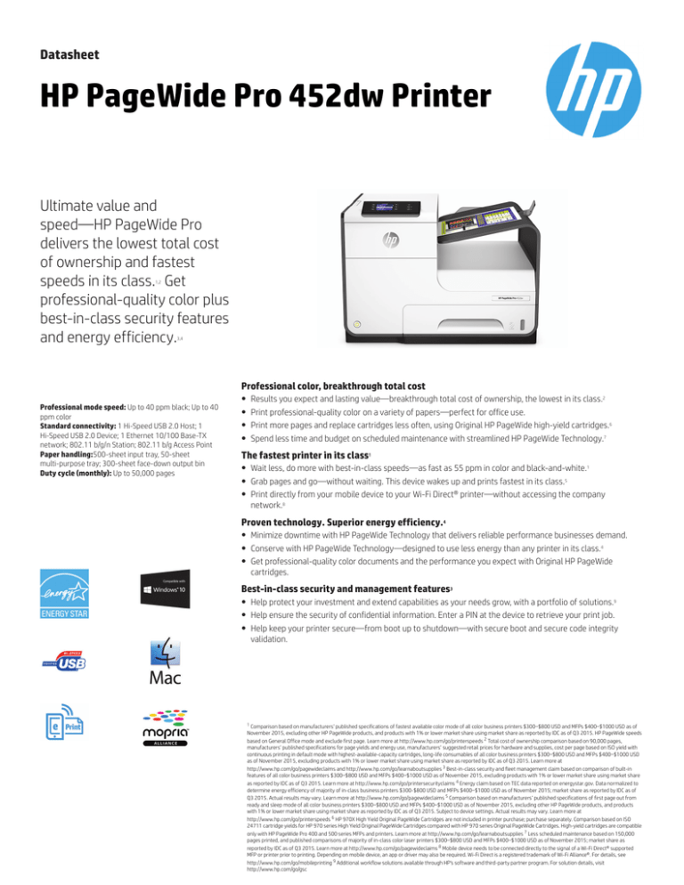 hp pagewide pro 452 dw