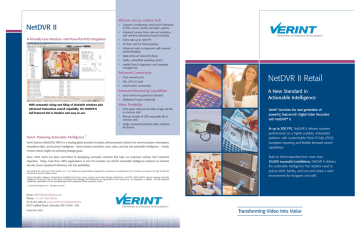 Download Verint NetDVR-II Digital video recorders (DVRs) datasheet | Manualzz