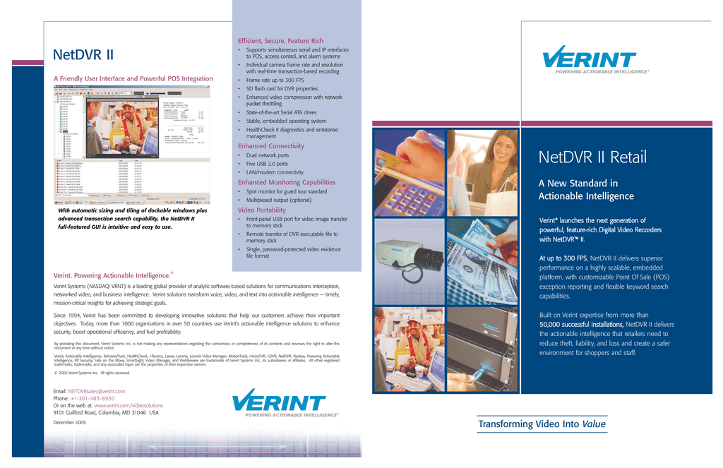 Download Verint NetDVR-II Digital video recorders (DVRs) datasheet
