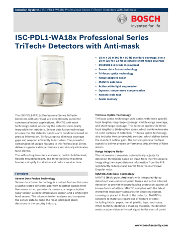 Bosch Professional Series ISC-PDL1-WA18G Datasheet | Manualzz