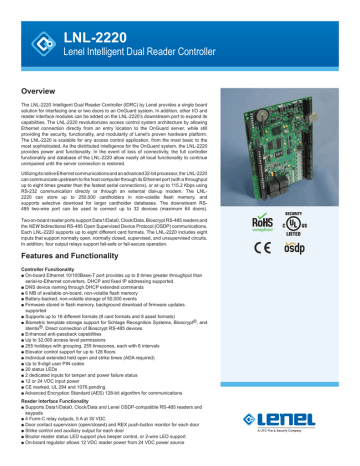 LNL-2220 Lenel Intelligent Dual Reader Controller Overview | Manualzz