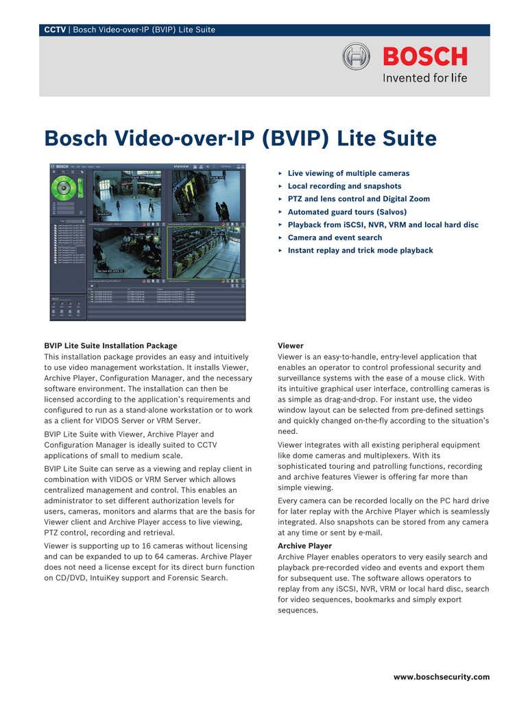 Download Bosch Video Over Ip Bvip Lite Suite Cctv System