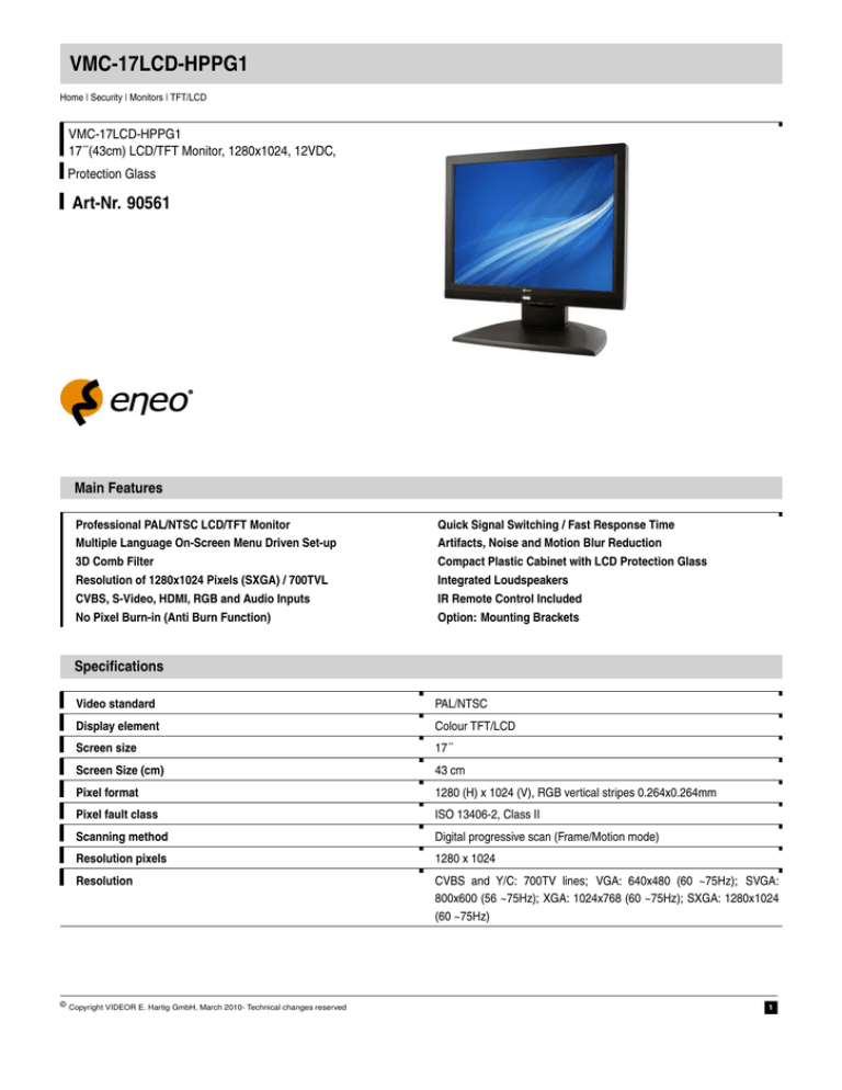 Vmc 17lcd Hppg1 Art Nr Main Features 17 43cm Lcd Tft Monitor 1280x1024 12vdc Manualzz