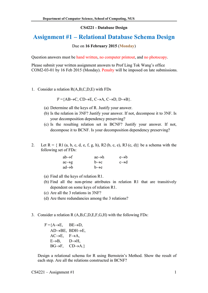 Assignment 1 Relational Database Schema Design Manualzz