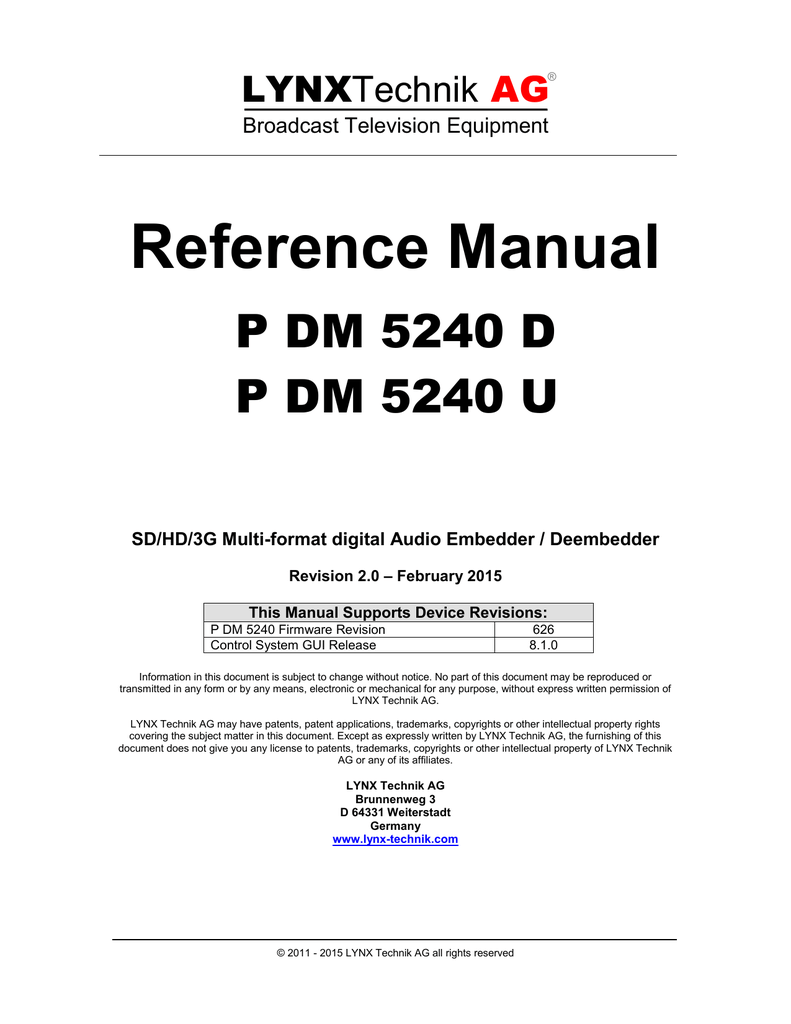 Reference Manual P DM 5240 D P DM 5240 U | Manualzz