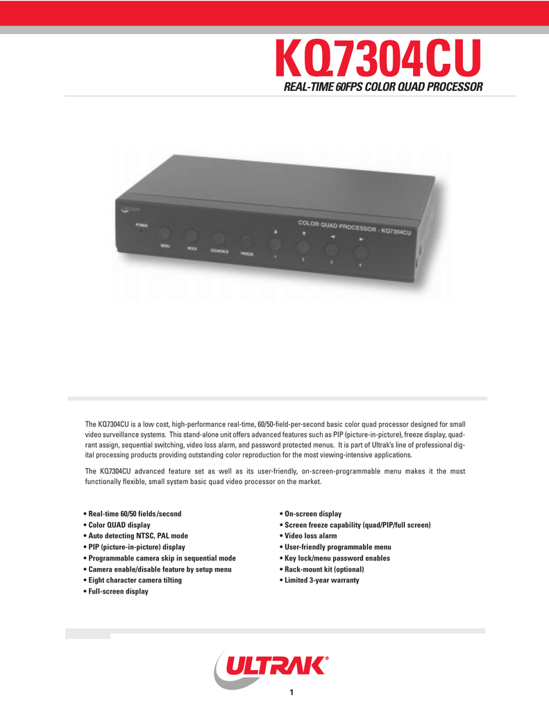 Kq7304cu Real Time 60fps Color Quad Processor Manualzz