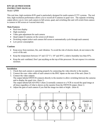 B/W QUAD PROCESSOR INSTRUCTION MANUAL Model: QPBB | Manualzz