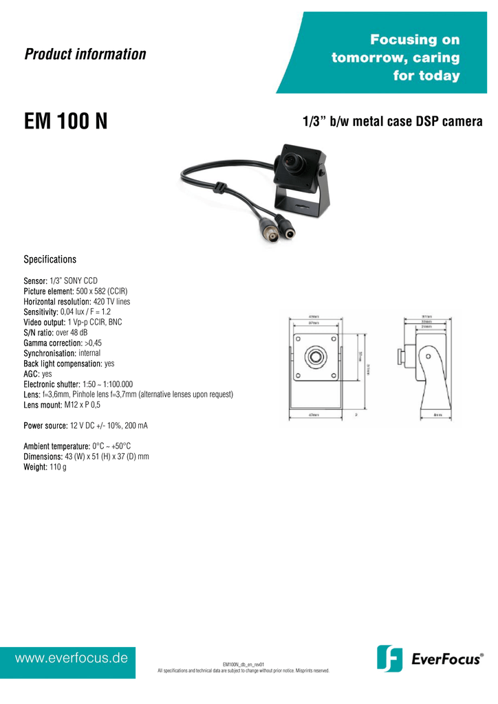 Em 100 N Product Information 1 3 B W Metal Case Dsp Camera Manualzz