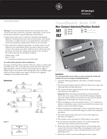 181 Non-Contact Interlock/Position Switch  GE Interlogix | Manualzz