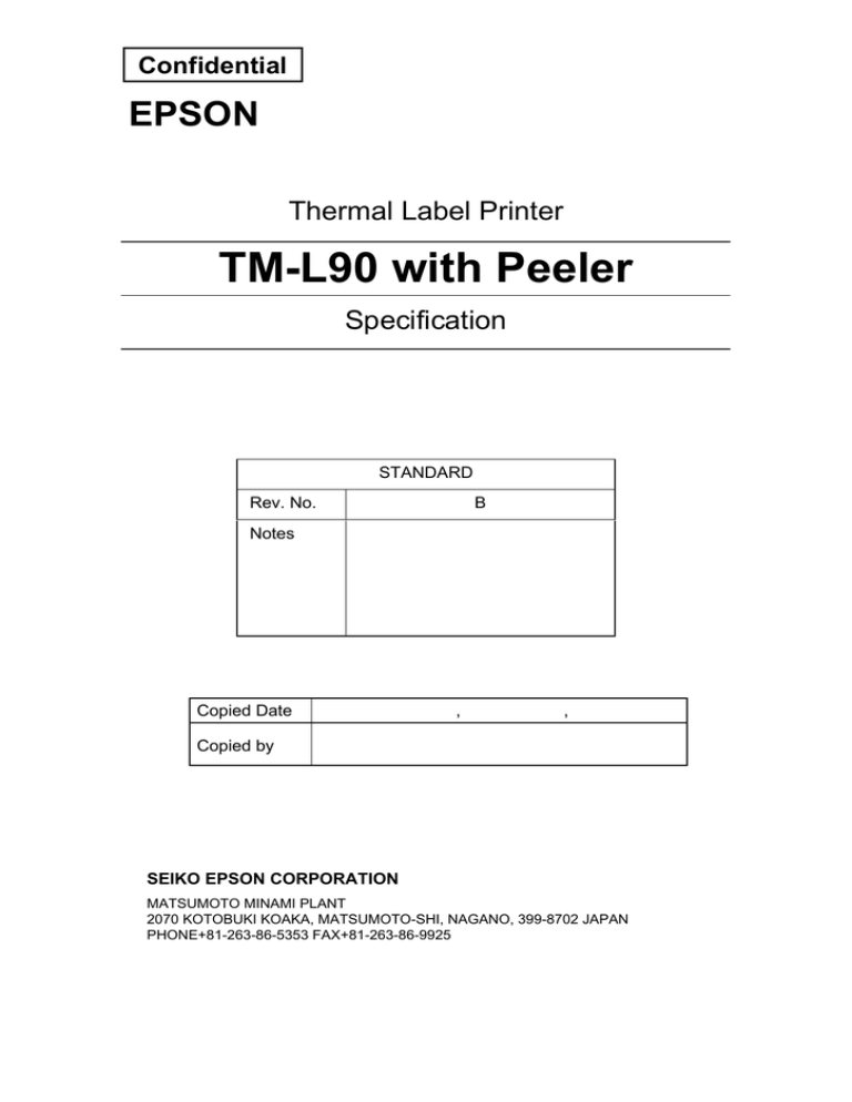 Tm L90 With Peeler Epson Thermal Label Printer Manualzz