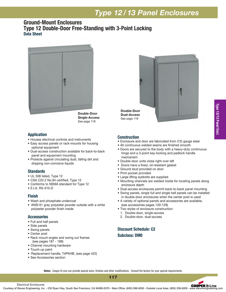 Type 12 13 Panel Enclosures Ground Mount Enclosures Data Sheet