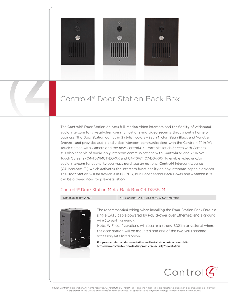 Control4 Door Station Back Box Manualzz Com