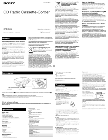 Sony CFD-S05 User manual | Manualzz