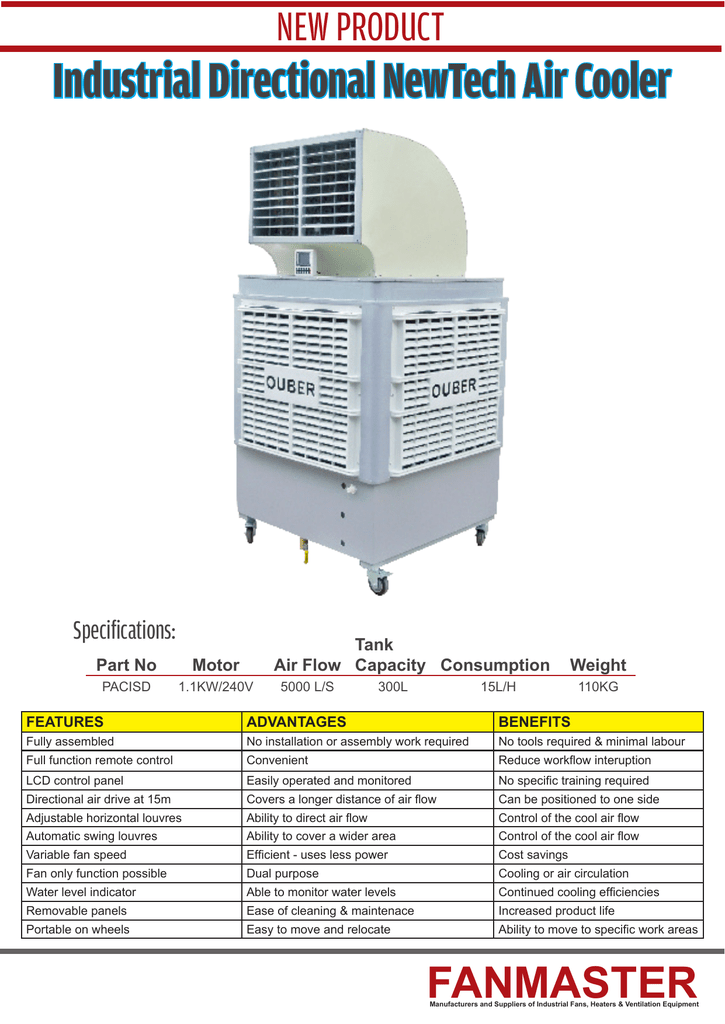 Industrial Directional Newtech Air Cooler New Product