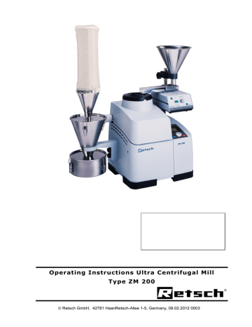 Operating Instructions Ultra Centrifugal Mill Type ZM 200 | Manualzz
