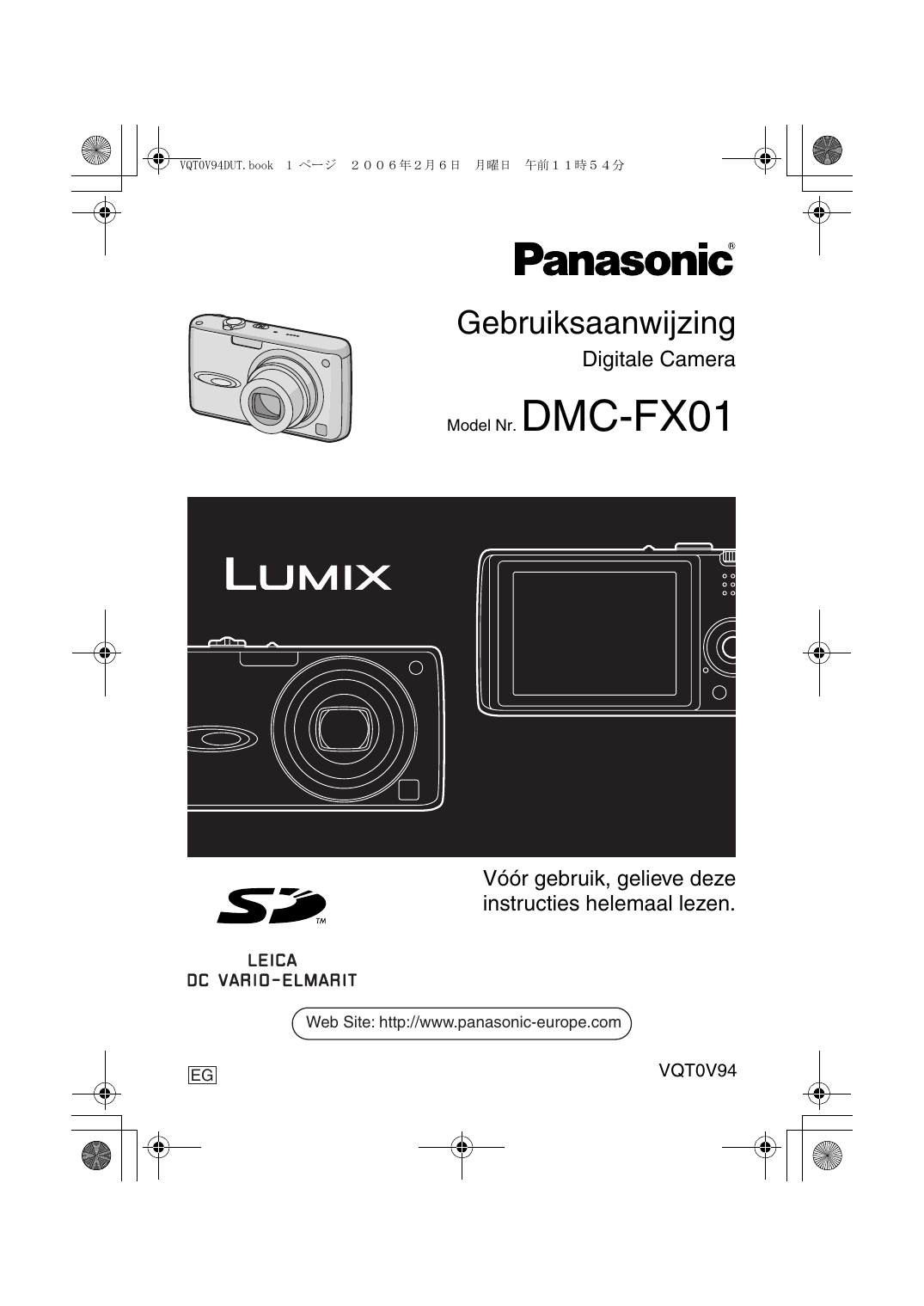 DMCFX01 Gebruiksaanwijzing Digitale Camera Vóór gebruik, gelieve deze