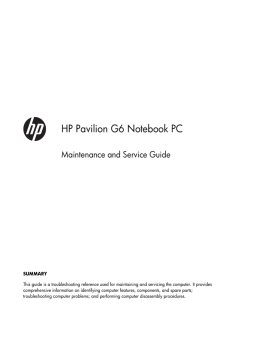 HP Pavilion g6-1c00 Notebook PC series Guide