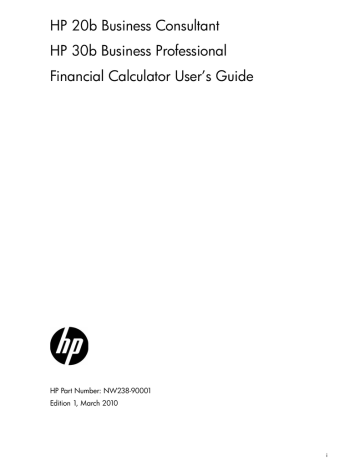 HP 20b Business Consultant HP 30b Business Professional Financial Calculator User’s Guide | Manualzz