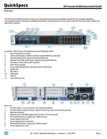 QuickSpecs HP ProLiant DL380 Generation9 (Gen9) Overview | Manualzz