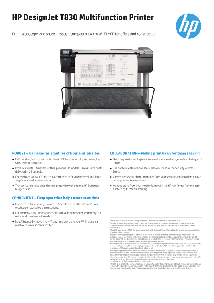 Hp Designjet T830 Multifunction Printer Manualzz