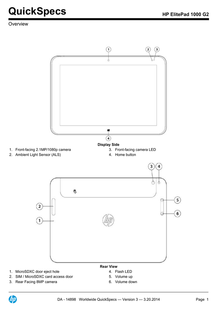 Quickspecs Hp Elitepad 1000 G2 Overview Manualzz