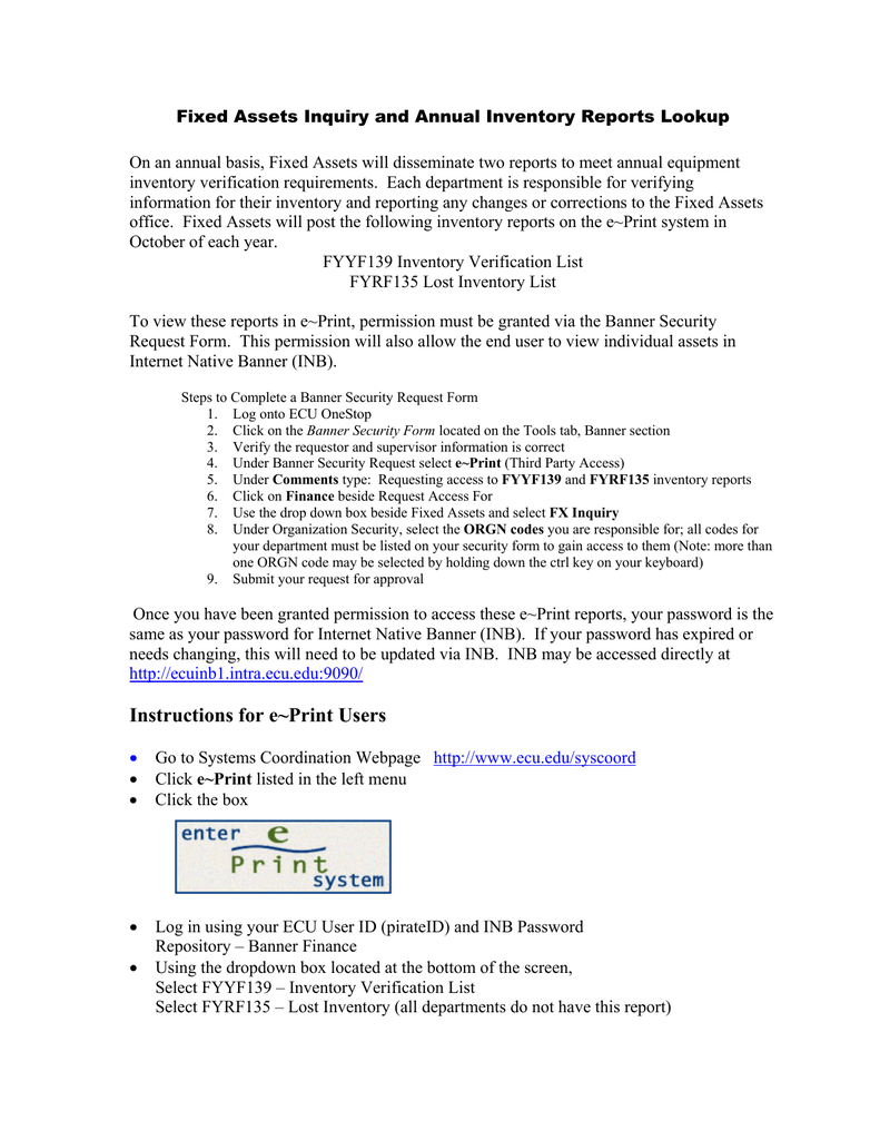 Fixed Assets Inquiry And Annual Inventory Reports Lookup Manualzz